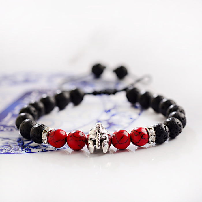 Wholesale energy volcanic stone warrior helmet bracelet stone agate JDC-BT-DuoW004