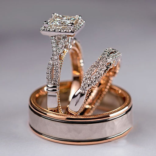 Jewelry WholesaleWholesale rose gold separation shimmer zircon three-piece ring JDC-RS-Caos003 Rings 曹适 %variant_option1% %variant_option2% %variant_option3%  Factory Price JoyasDeChina Joyas De China