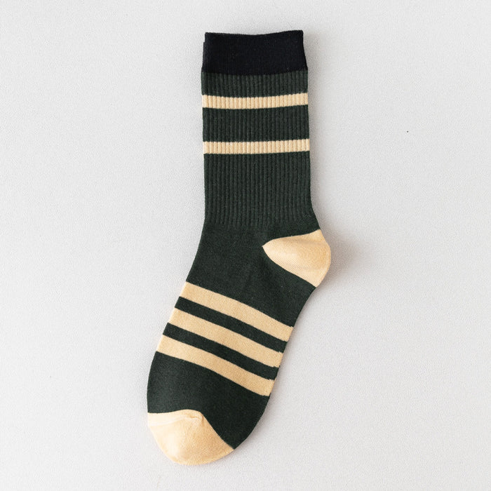 Wholesale Socks Cotton Preppy Striped Contrast Color Socks JDC-SK-AoH003