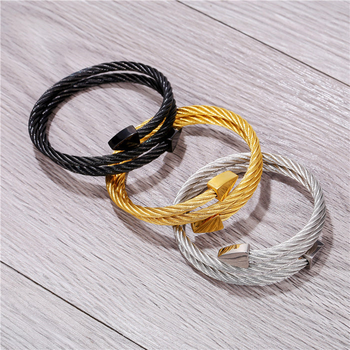 Wholesale titanium steel bracelet men's trendy triangle multi-layer bracelet JDC-BT-ZhuJ005