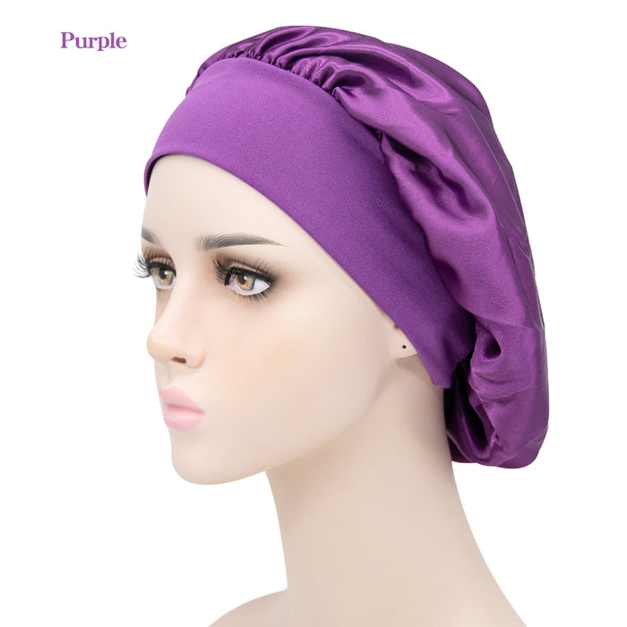 Wholesale Solid Color Wide Brim Stretch Night Cap Hair Care Beauty Shower Cap JDC-FH-MuSi001