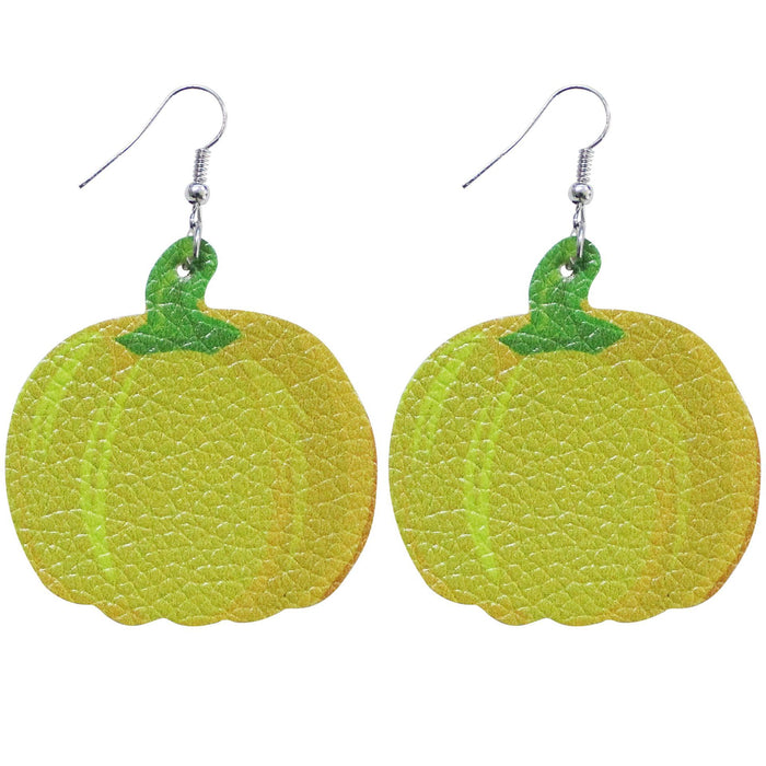 Wholesale Earrings PU Halloween Pumpkin Skull Ghost Single Sided MOQ≥2 JDC-ES-Tianpi002