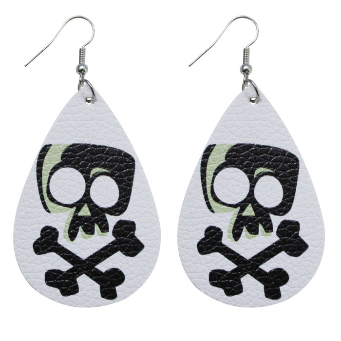 Wholesale Earrings PU Halloween Pumpkin Skull Ghost Single Sided MOQ≥2 JDC-ES-Tianpi002