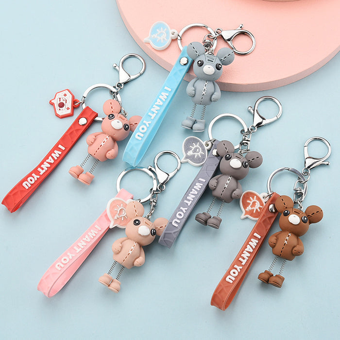 Wholesale Keychains For Backpacks Geometric Resin Bear Keychain Personality Cute Animal Figure JDC-KC-YPin017