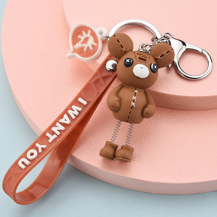 Wholesale Keychains For Backpacks Geometric Resin Bear Keychain Personality Cute Animal Figure JDC-KC-YPin017