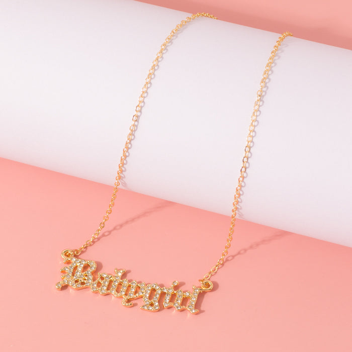 Jewelry WholesaleWholesale Babygirl Alphabet Alloy Rhinestone Necklace JDC-NE-YiD021 Necklaces 宜达 %variant_option1% %variant_option2% %variant_option3%  Factory Price JoyasDeChina Joyas De China