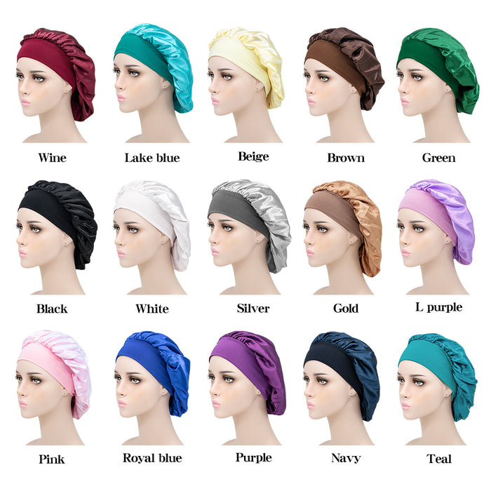 Wholesale Solid Color Wide Brim Stretch Night Cap Hair Care Beauty Shower Cap JDC-FH-MuSi001