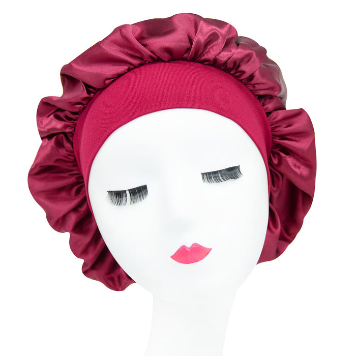 Wholesale Solid Color Wide Brim Stretch Night Cap Hair Care Beauty Shower Cap JDC-FH-MuSi001