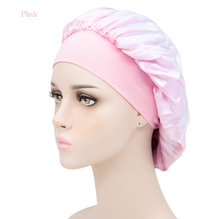 Wholesale Solid Color Wide Brim Stretch Night Cap Hair Care Beauty Shower Cap JDC-FH-MuSi001