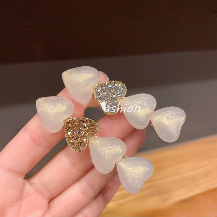 Wholesale sweet love hairpin side clip rhinestone pearl duckbill clip JDC-HC-LiS007