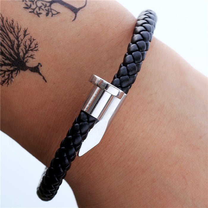 Wholesale Stainless Steel Bracelet Braided Leather Stainless Steel Bracelet JDC-BT-ZhuJ007