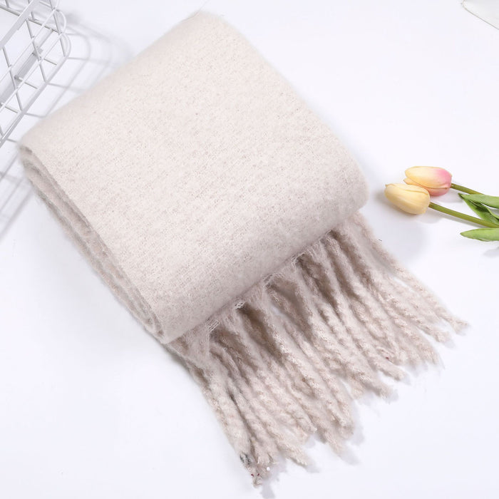 Wholesale Scarf Acrylic Imitation Cashmere Autumn Winter Thick Beard Solid Color Shawl MOQ≥2 JDC-SF-Shenm002