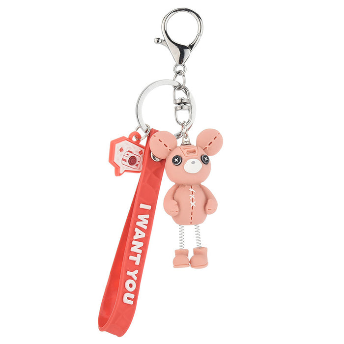 Wholesale Keychains For Backpacks Geometric Resin Bear Keychain Personality Cute Animal Figure JDC-KC-YPin017