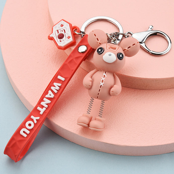 Wholesale Keychains For Backpacks Geometric Resin Bear Keychain Personality Cute Animal Figure JDC-KC-YPin017