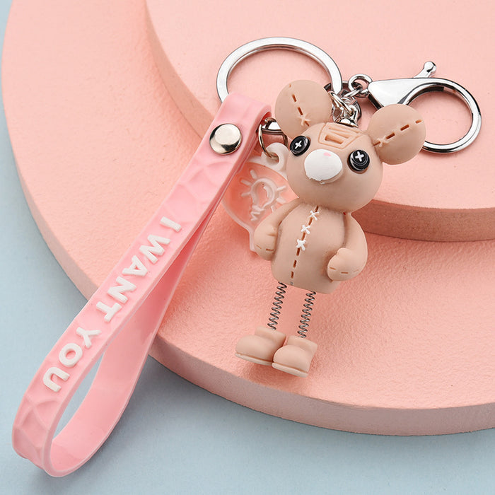 Wholesale Keychains For Backpacks Geometric Resin Bear Keychain Personality Cute Animal Figure JDC-KC-YPin017