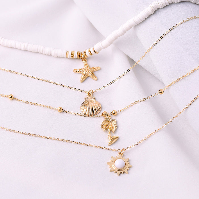 Wholesale Retro Soft Cottage Star Shell Necklace is simple JDC-NE-gaotu001