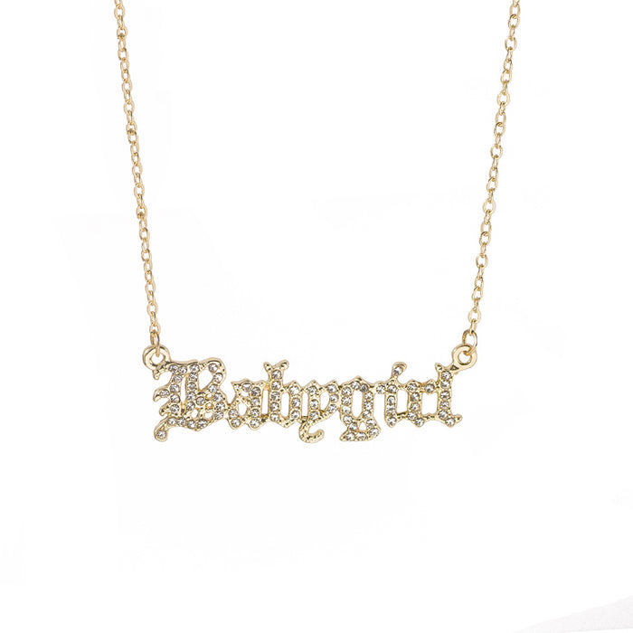 Jewelry WholesaleWholesale Babygirl Alphabet Alloy Rhinestone Necklace JDC-NE-YiD021 Necklaces 宜达 %variant_option1% %variant_option2% %variant_option3%  Factory Price JoyasDeChina Joyas De China