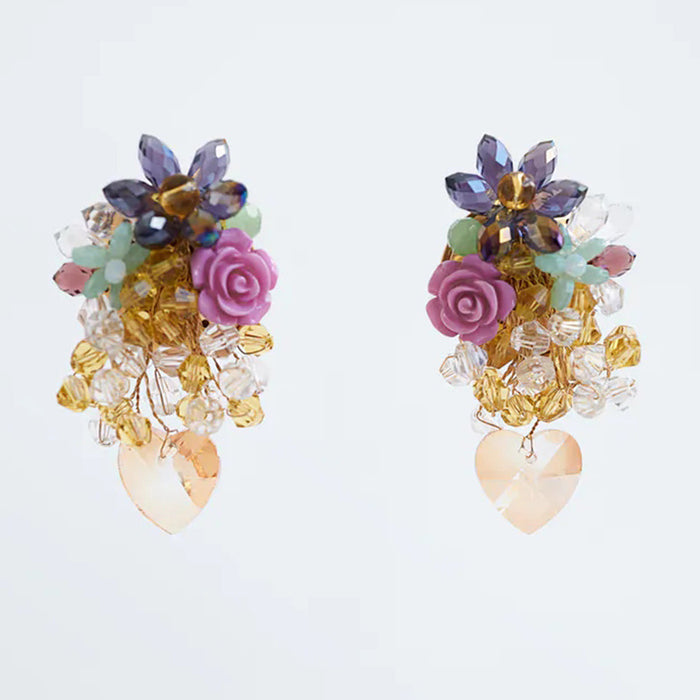 Jewelry WholesaleWholesale handmade crystal flower long beaded earrings JDC-ES-Lai005 Earrings 恋艾 %variant_option1% %variant_option2% %variant_option3%  Factory Price JoyasDeChina Joyas De China