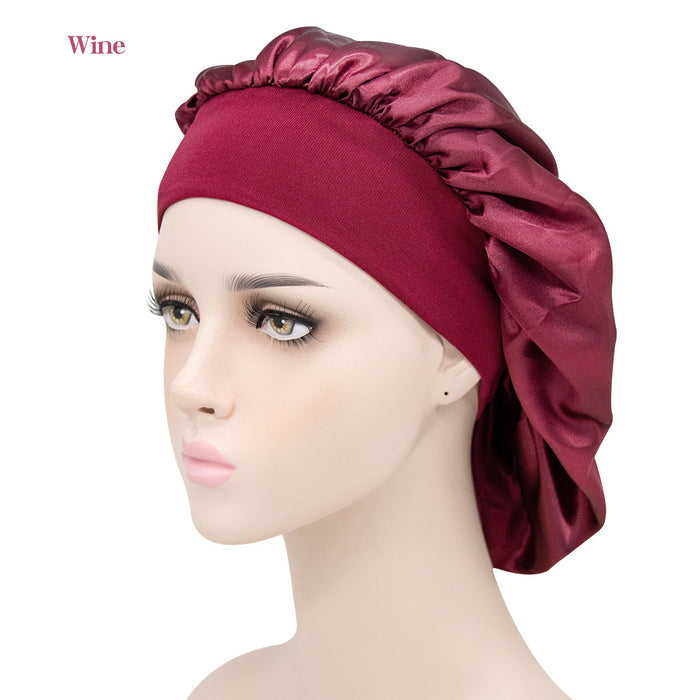 Wholesale Solid Color Wide Brim Stretch Night Cap Hair Care Beauty Shower Cap JDC-FH-MuSi001