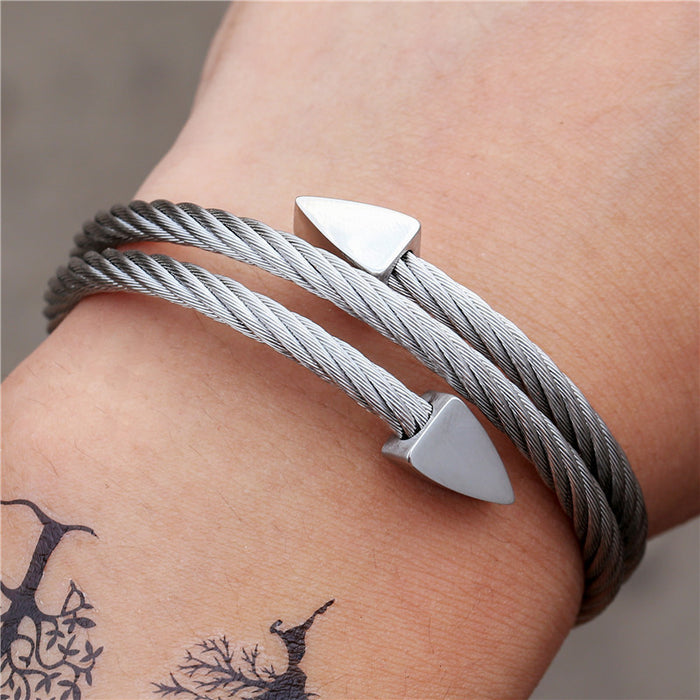 Wholesale titanium steel bracelet men's trendy triangle multi-layer bracelet JDC-BT-ZhuJ005