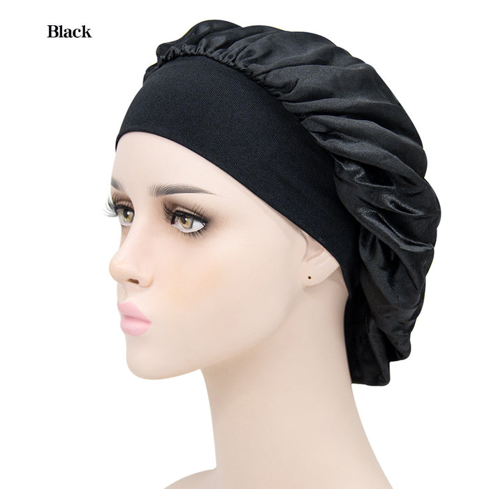 Wholesale Solid Color Wide Brim Stretch Night Cap Hair Care Beauty Shower Cap JDC-FH-MuSi001