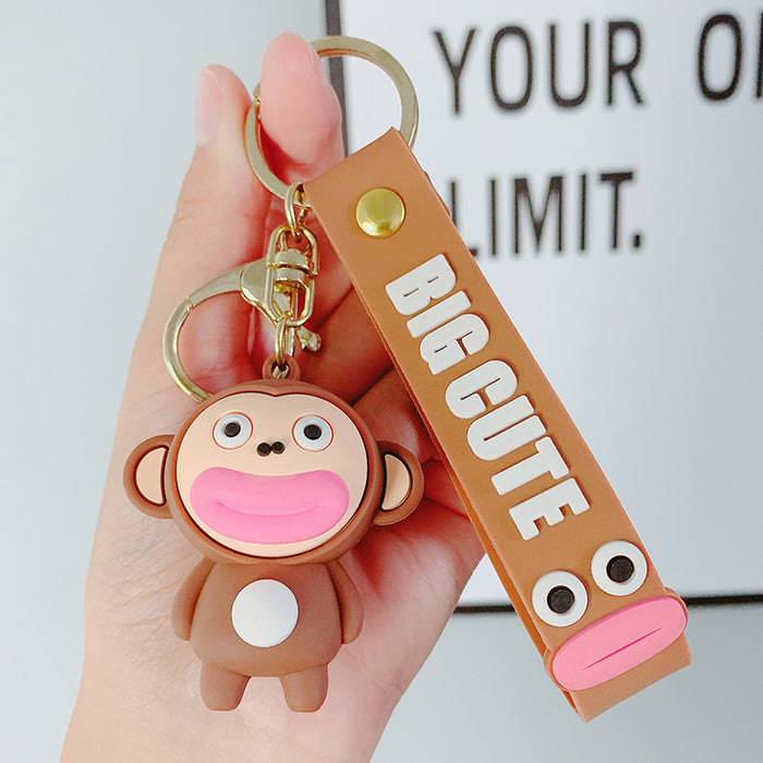 Wholesale fashion sausage mouth animal pendant keychain glue three-dimensional doll JDC-KC-SCheng020
