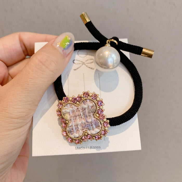 Jewelry WholesaleWholesale flash drill clover head rope JDC-HS-GSFS013 Hair Scrunchies 夙尚 %variant_option1% %variant_option2% %variant_option3%  Factory Price JoyasDeChina Joyas De China