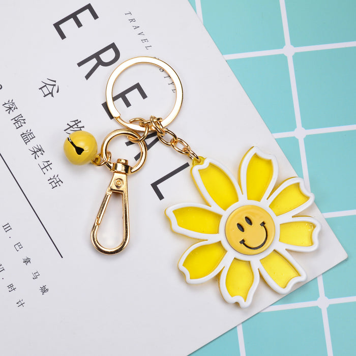 Wholesale Acrylic Sunflower Smiley Plastic Keychain MOQ≥2 JDC-KC-YiWa004