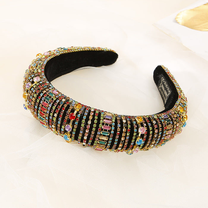 Jewelry WholesaleWholesale baroque wide brim sponge rhinestone headband JDC-HD-TanD007 Headband 檀豆 %variant_option1% %variant_option2% %variant_option3%  Factory Price JoyasDeChina Joyas De China