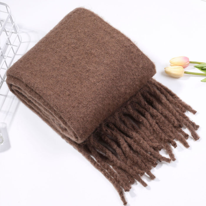 Wholesale Scarf Acrylic Imitation Cashmere Autumn Winter Thick Beard Solid Color Shawl MOQ≥2 JDC-SF-Shenm002