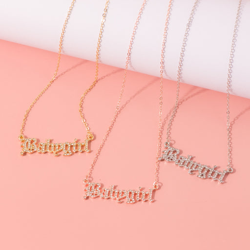 Jewelry WholesaleWholesale Babygirl Alphabet Alloy Rhinestone Necklace JDC-NE-YiD021 Necklaces 宜达 %variant_option1% %variant_option2% %variant_option3%  Factory Price JoyasDeChina Joyas De China