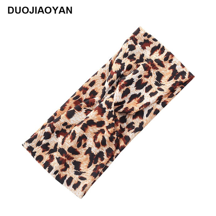 Wholesale Leopard Print Cross Strap Sports Face Wash Headband MOQ≥3 JDC-HD-Jiaoy005