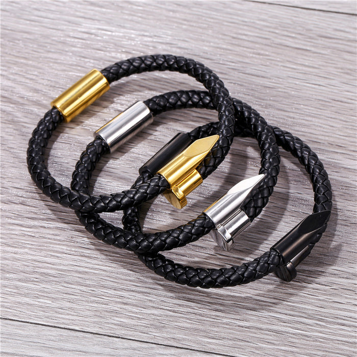 Jewelry WholesaleWholesale Stainless Steel Bracelet Braided Leather Stainless Steel Bracelet JDC-BT-ZhuJ007 Bracelet 诛积 %variant_option1% %variant_option2% %variant_option3%  Factory Price JoyasDeChina Joyas De China