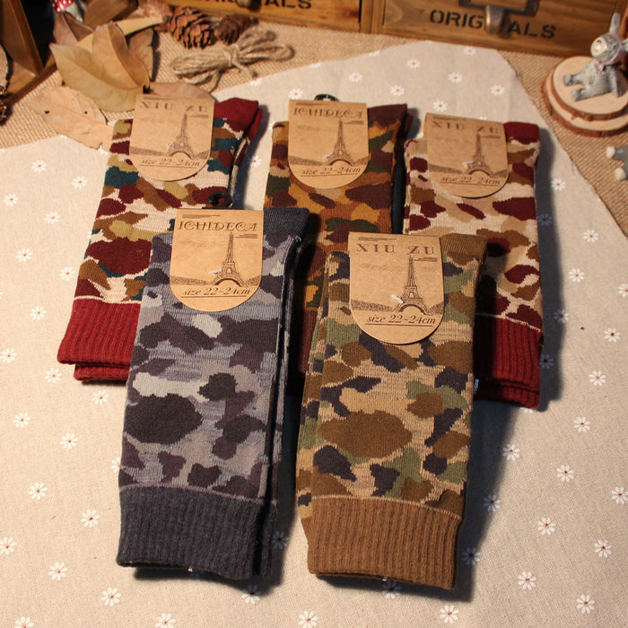 Wholesale Sock Cotton Mid Cylinder Breathable Sweat Absorption Camouflage JDC-SK-YiYan028