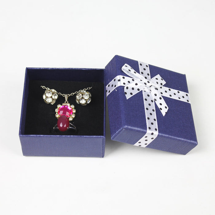 Wholesale Ring Box Bow Bead Pendant Necklace Stud Earring Box Jewelry Packaging Box JDC-JP-Haoke004