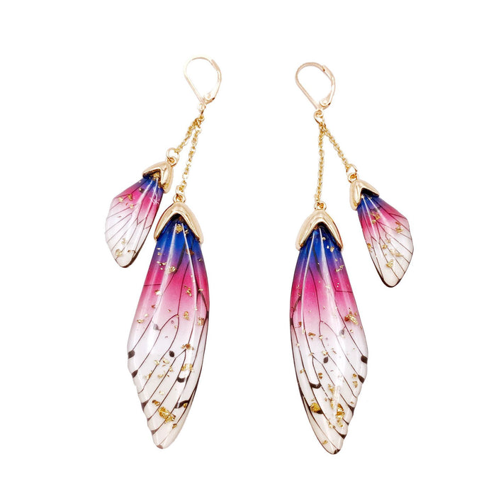 Jewelry WholesaleWholesale long style cicada wing wing gradient color butterfly crystal stud earrings JDC-ES-XuanY005 Earrings 宣妍 %variant_option1% %variant_option2% %variant_option3%  Factory Price JoyasDeChina Joyas De China