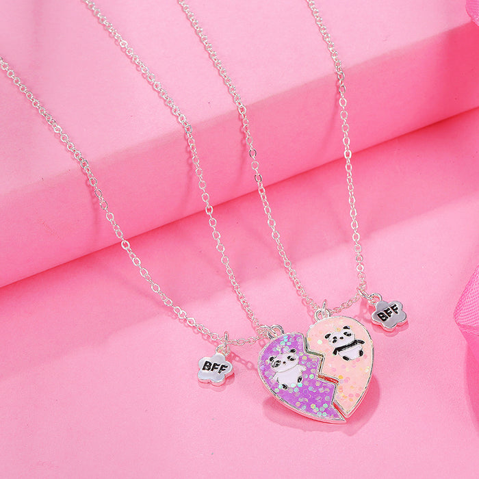 Jewelry WholesaleWholesale Alloy Cute Broken Peach Heart Panda Children Necklace MOQ≥3 JDC-NE-yilai002 Necklaces 亿涞 %variant_option1% %variant_option2% %variant_option3%  Factory Price JoyasDeChina Joyas De China