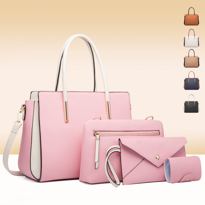 Wholesale Handbag PU Retro Color Matching Diagonal Cross Mother Bag 4 Piece Set JDC-HB-Jinbb002