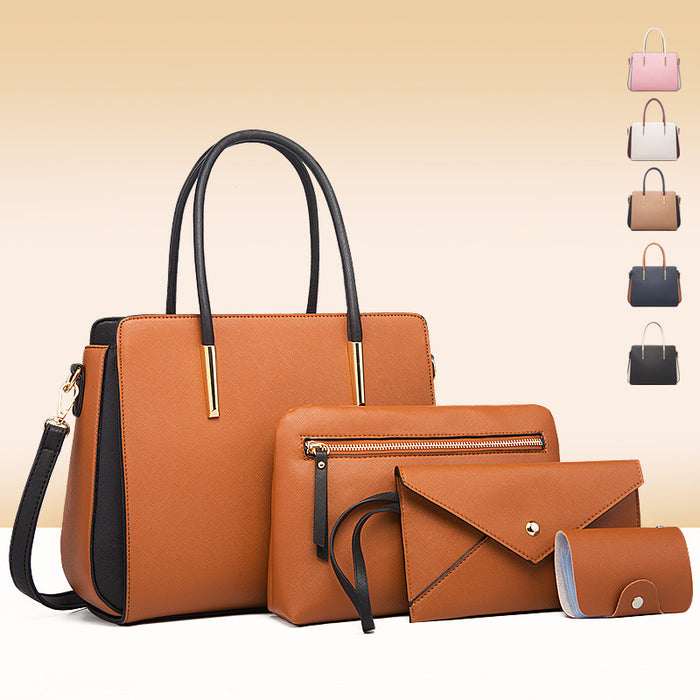 Wholesale Handbag PU Retro Color Matching Diagonal Cross Mother Bag 4 Piece Set JDC-HB-Jinbb002