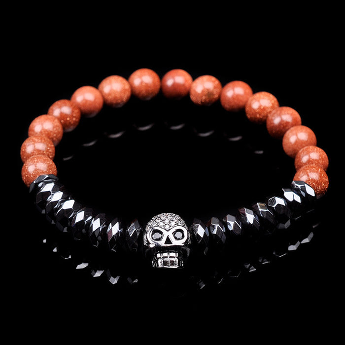 Beads planas al por mayor Beads Black Magnet Crossbones Pulsera JDC-BT-Yanh009