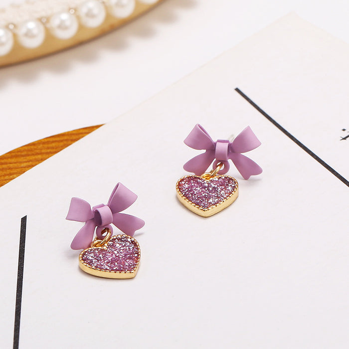 Wholesale S925 Silver Needle Alloy Purple Heart Earrings JDC-ES-Haoli001