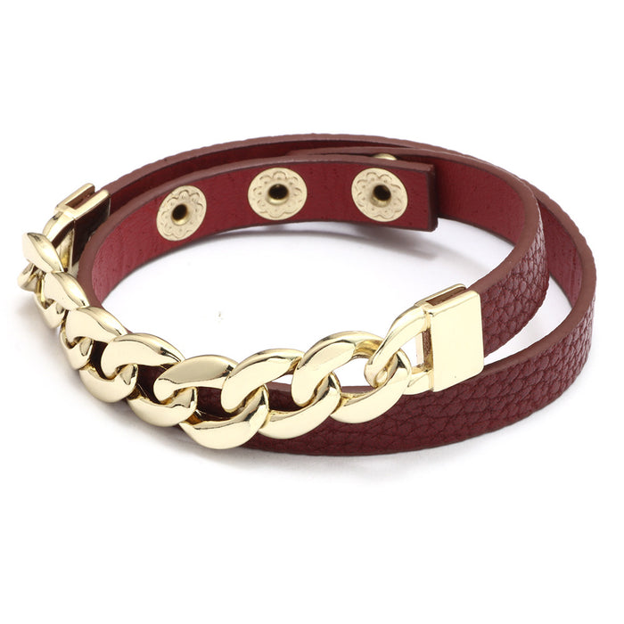 Wholesale Multi-Circle PU Leather Chain Multifunctional Bracelet (F) JDC-BT-QiN007