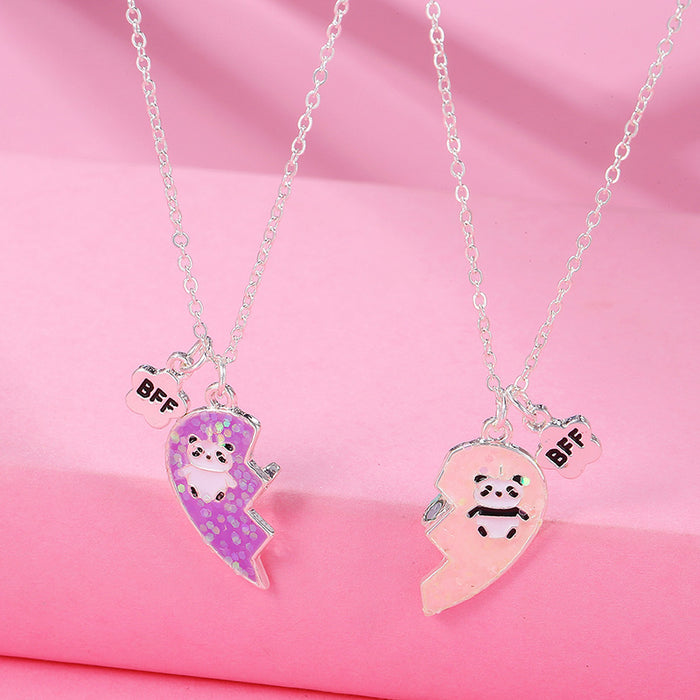 Jewelry WholesaleWholesale Alloy Cute Broken Peach Heart Panda Children Necklace MOQ≥3 JDC-NE-yilai002 Necklaces 亿涞 %variant_option1% %variant_option2% %variant_option3%  Factory Price JoyasDeChina Joyas De China