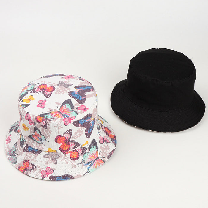 Wholesale Fresh Butterfly Printed Cartoon Canvas Basin Hat JDC-FH-LLan001