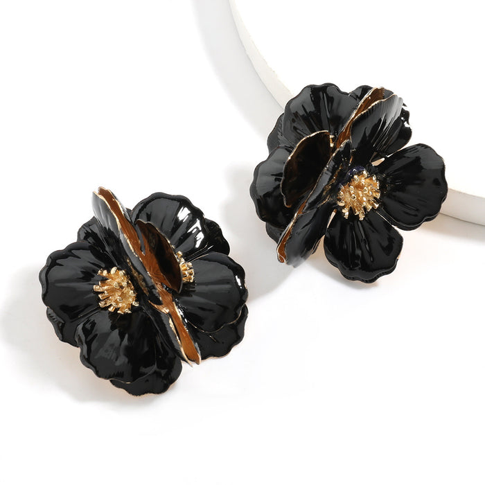 Wholesale Alloy Flower Earrings Alloy and Drip Oil JDC-ES-JL1072