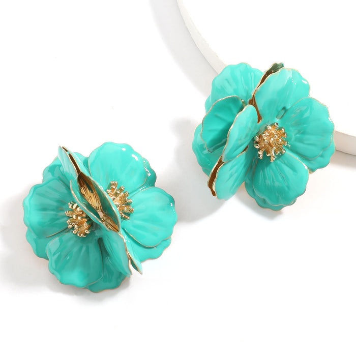 Wholesale Alloy Flower Earrings Alloy and Drip Oil JDC-ES-JL1072