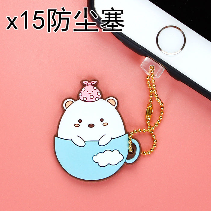 Wholesale Mobile Phone Dust Plug PVC Cute Cartoon Charging Port MOQ≥3 JDC-PC-ZhongJ00014