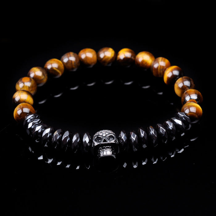 Beads planas al por mayor Beads Black Magnet Crossbones Pulsera JDC-BT-Yanh009