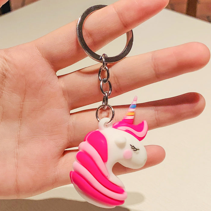 Wholesale Keychains PVC Cute Cartoon Anime Unicorn MOQ≥2 JDC-KC-PLei015