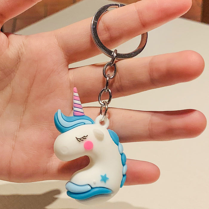 Wholesale Keychains PVC Cute Cartoon Anime Unicorn MOQ≥2 JDC-KC-PLei015